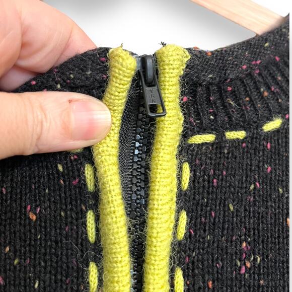 Vintage Coldwater Creek 1/4 Zip Pullover Polka Dot Wool Blend Sweater Women's M - Picture 5 of 8